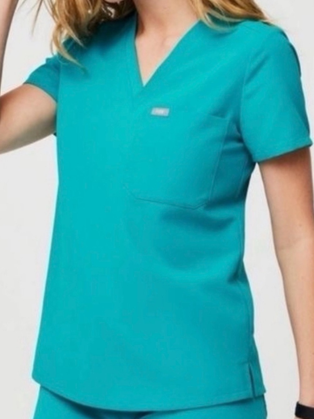 Figs Catarina One Pocket Scrub Top Teal Blue Green PO# 3715 Size XS